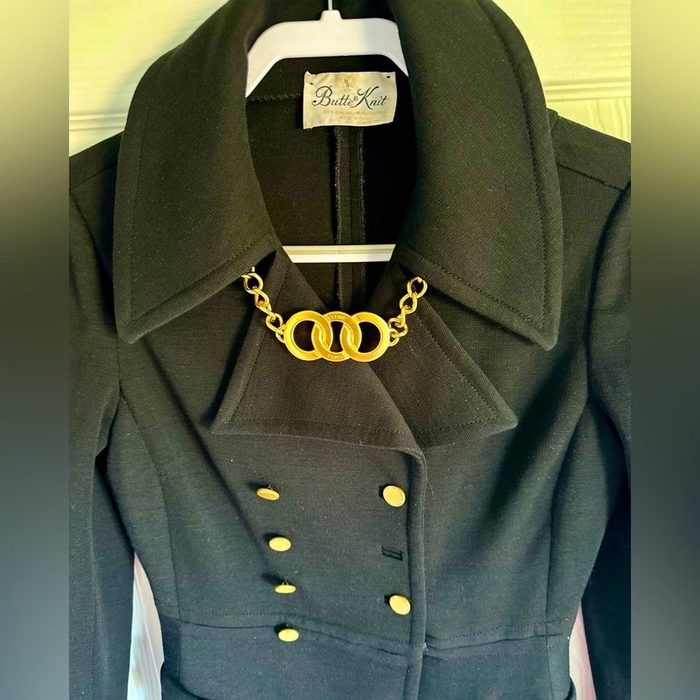 1960s Butte Knit Double Breasted MILITARY STYLE Wool Blend Long Coat - Picture 16 of 16